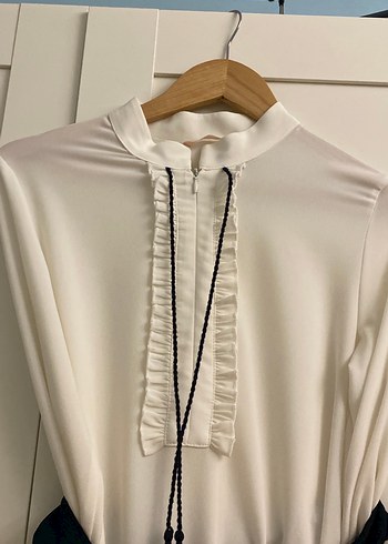 Uzun Siyah-Beyaz Gotik Kadın Elbise - Görsel 3