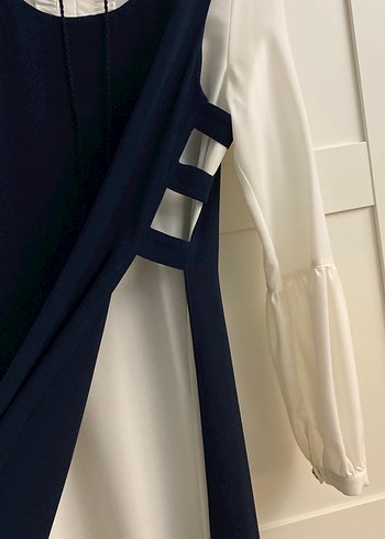 Uzun Siyah-Beyaz Gotik Kadın Elbise - Görsel 2