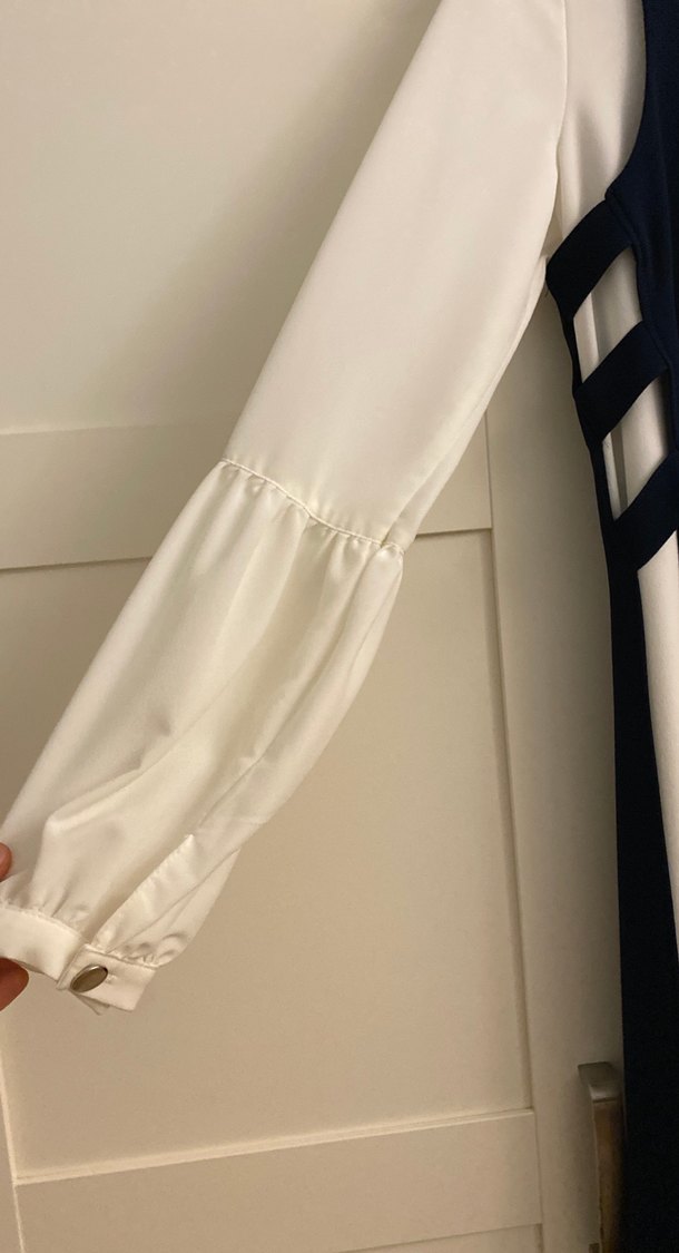 Uzun Siyah-Beyaz Gotik Kadın Elbise - Görsel 5