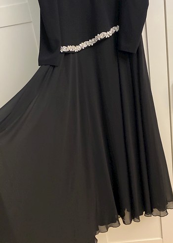 Siyah Uzun Kollu Uzun Abiye Elbise - Görsel 4