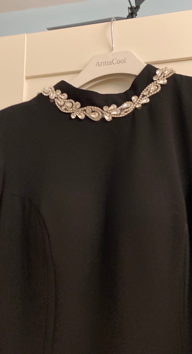 Siyah Uzun Kollu Uzun Abiye Elbise - Görsel 3