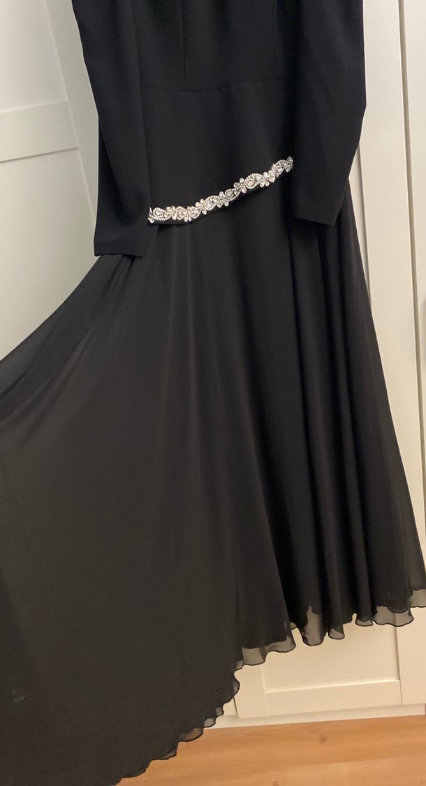 Siyah Uzun Kollu Uzun Abiye Elbise - Görsel 4