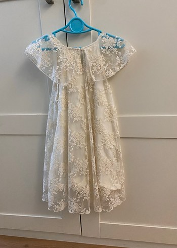 Kız Çocuk Beyaz Dantel Nakışlı Elbise - Görsel 2