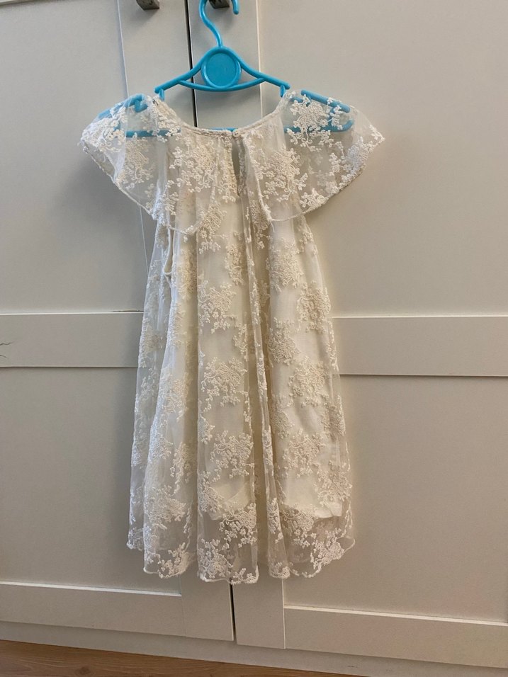 Kız Çocuk Beyaz Dantel Nakışlı Elbise - Görsel 2