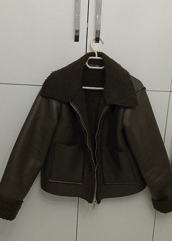 Kürk Detaylı Haki Deri Ceket - Görsel 7