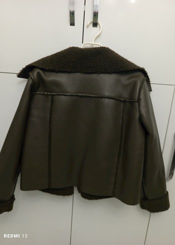 Kürk Detaylı Haki Deri Ceket - Görsel 6