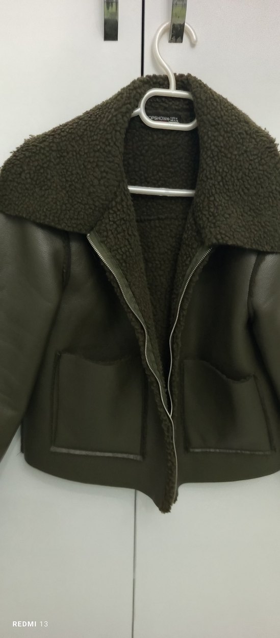 Kürk Detaylı Haki Deri Ceket - Görsel 3