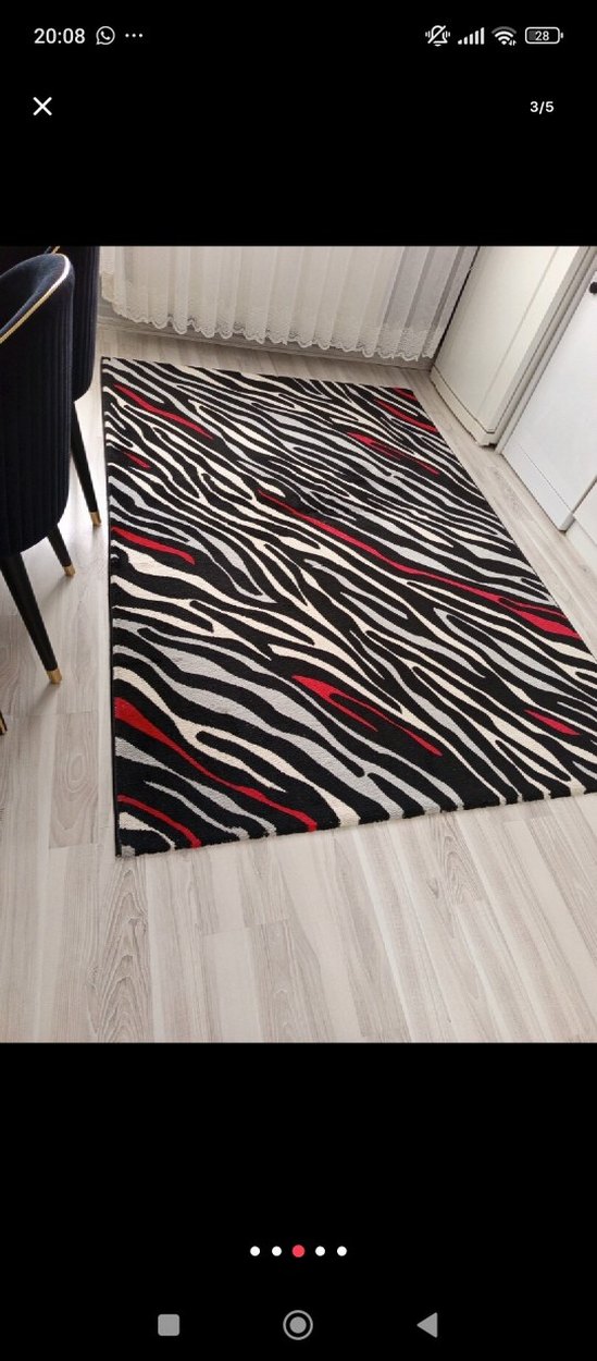 Modern Zebra Desenli Çok Renkli Halı - Görsel 3