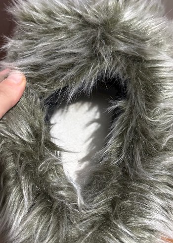 Gri Kürklü Kadın Ev Terliği - Görsel 6