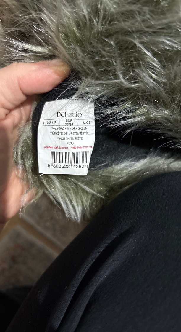 Gri Kürklü Kadın Ev Terliği - Görsel 5