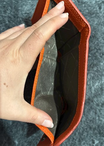 Turuncu Deri Kadın Cüzdanı, Kürklü Detaylı - Görsel 4