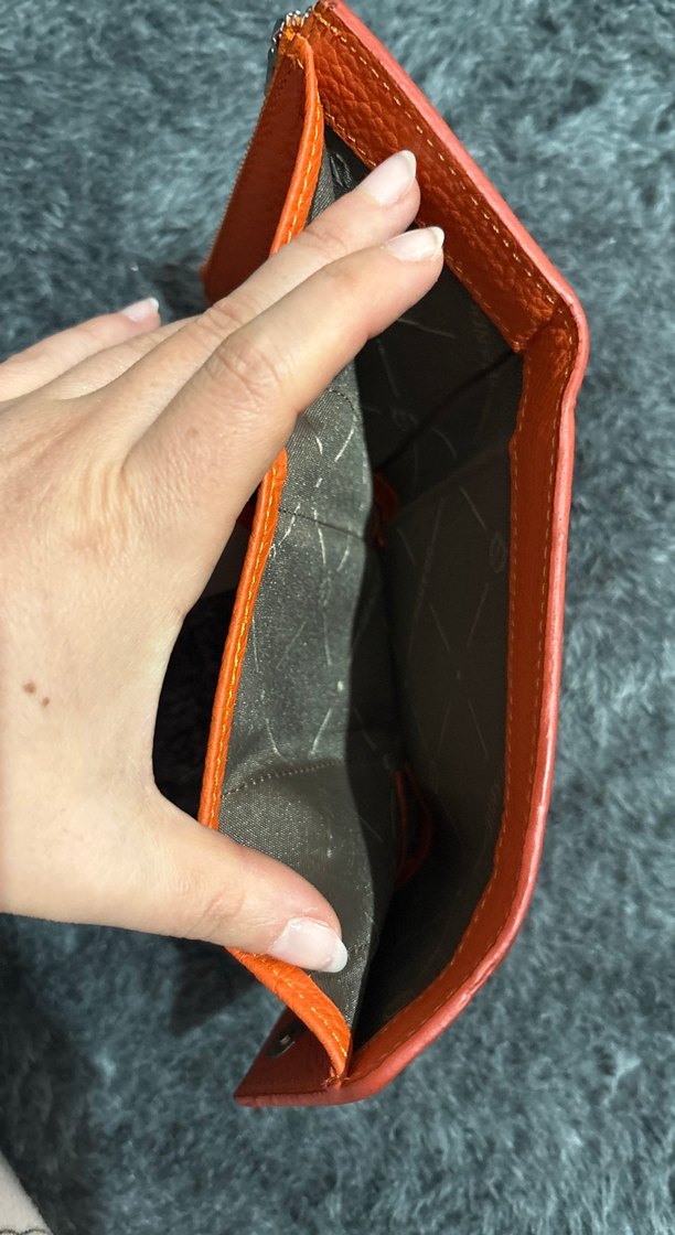 Turuncu Deri Kadın Cüzdanı, Kürklü Detaylı - Görsel 4