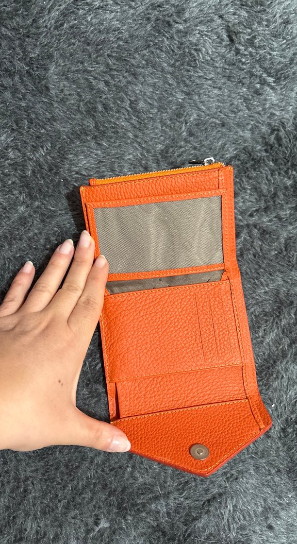 Turuncu Deri Kadın Cüzdanı, Kürklü Detaylı - Görsel 3