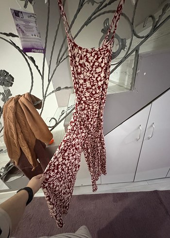 Bordo Bağcıklı Bohem Kadın Tulum - Görsel 2