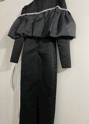 Uzun Siyah  Kadın Elbise Abiye - Görsel 5