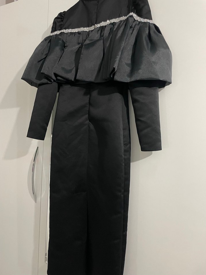 Uzun Siyah  Kadın Elbise Abiye - Görsel 5