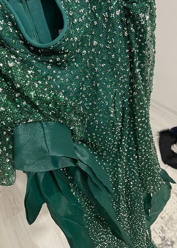 Yeşil Uzun Abiye Elbise - Görsel 4