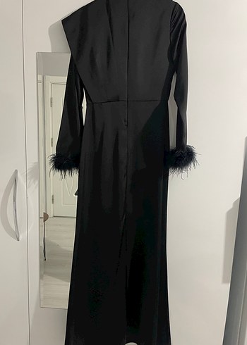Siyah Uzun Kollu Kadın Abiye Elbise - Görsel 4