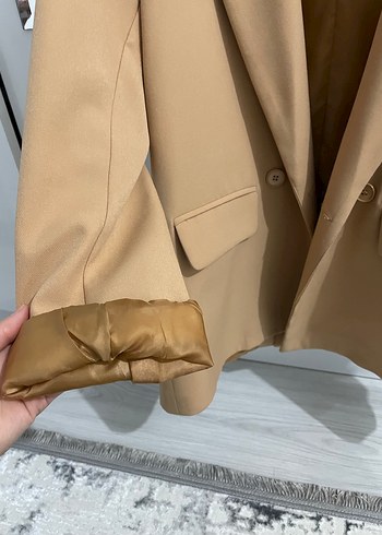 HENZA Bej Kadın Süet Blazer Ceket - Görsel 4