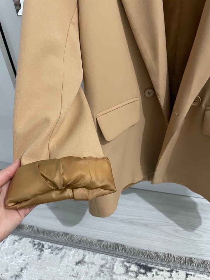 HENZA Bej Kadın Süet Blazer Ceket - Görsel 4