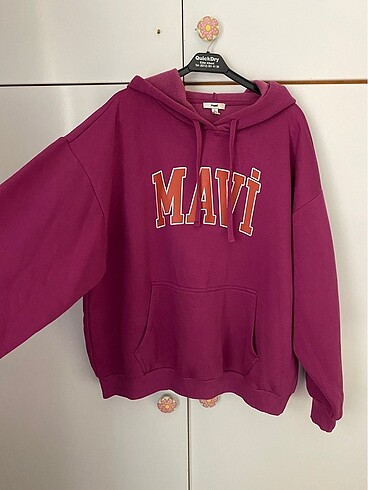 l Beden mor Renk Mavi oversize sweatshirt pembe
