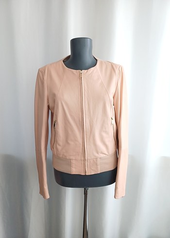 Max & Co Pudra Hakiki Deri Pembe Ceket