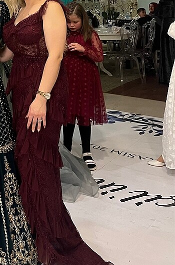 Bordo Abıye elbise