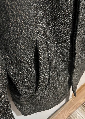 Gri Erkek Yün Düğmeli Midi Kaşe kaban - Görsel 4