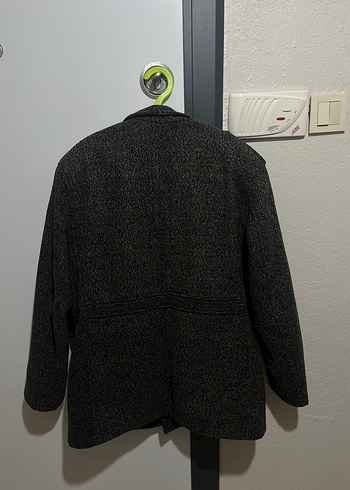 Gri Erkek Yün Düğmeli Midi Kaşe kaban - Görsel 2