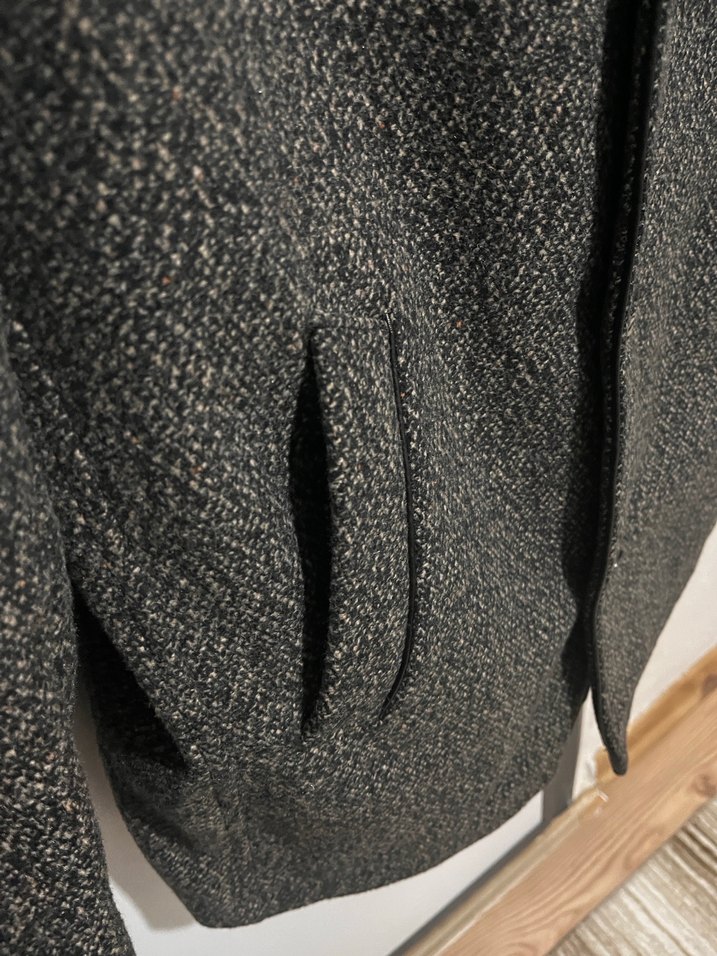 Gri Erkek Yün Düğmeli Midi Kaşe kaban - Görsel 4