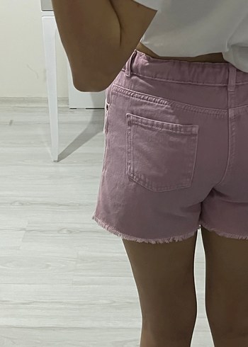Pembe Pamuklu Mini Şort - Görsel 4