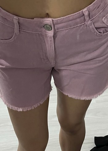 Pembe Pamuklu Mini Şort - Görsel 3