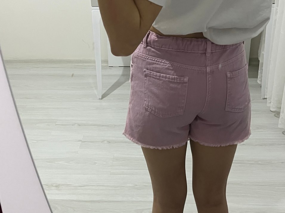 Pembe Pamuklu Mini  Şort - Görsel 4