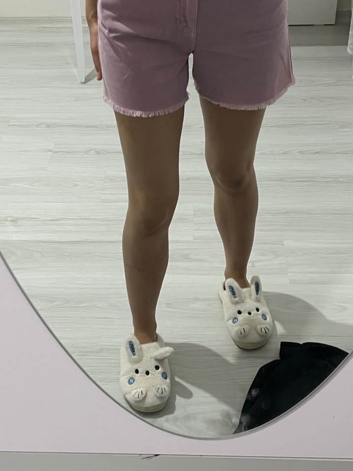 Pembe Pamuklu Mini  Şort - Görsel 2