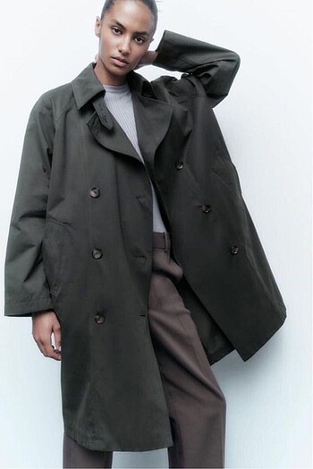 xl Beden gri Renk Zara oversize trençkot