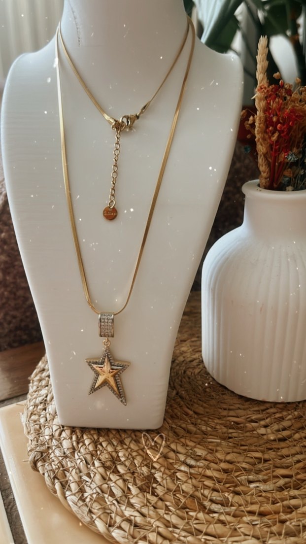 Altın Renk Bohem Yıldız Kolye - Görsel 2