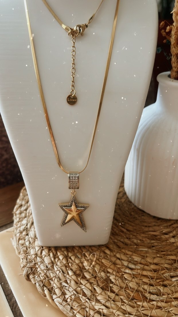 Altın Renk Bohem Yıldız Kolye - Görsel 3