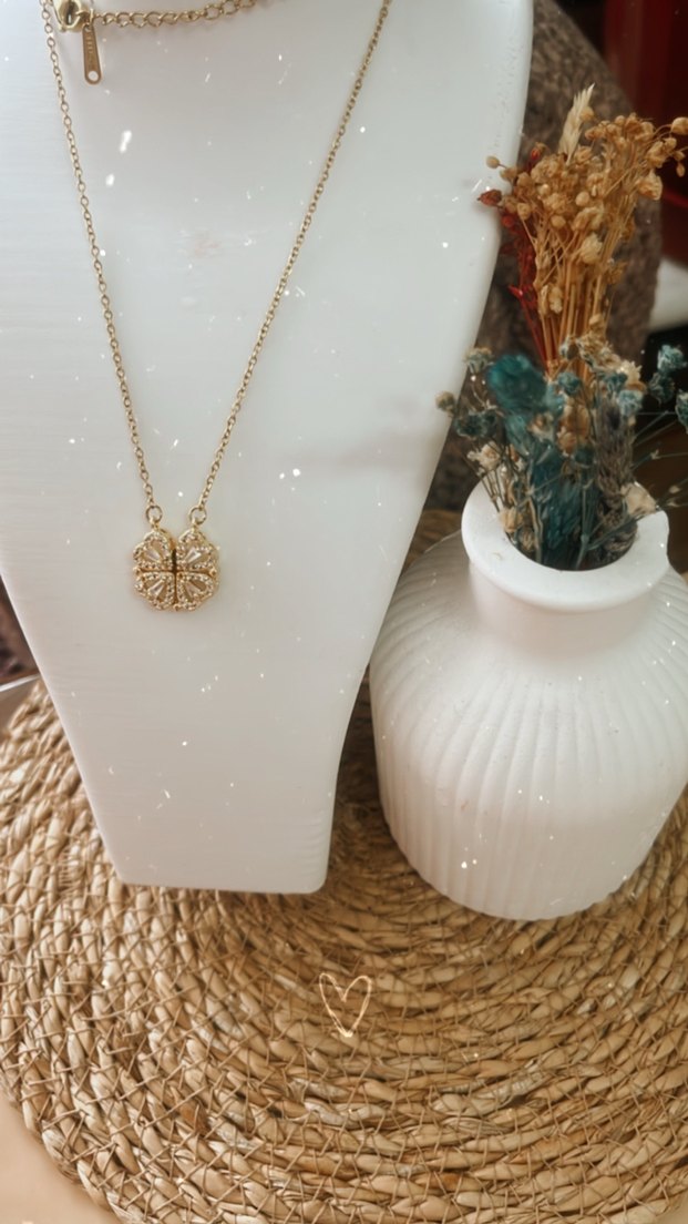 Altın Renkli Mini Kalp Boncuklu Kolye - Görsel 2