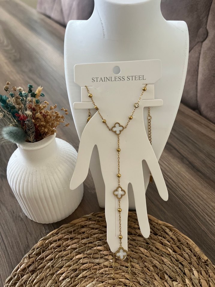 Altın Renkli Boncuklu Bohem Kadın El Zinciri - Görsel 2