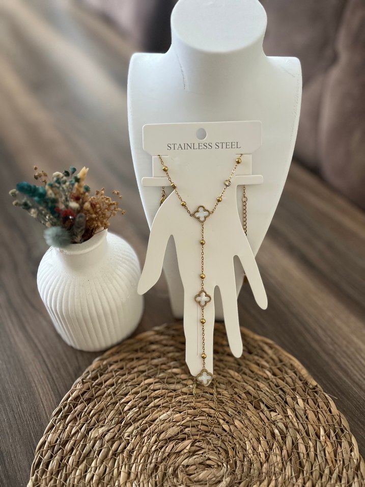 Altın Renkli Boncuklu Bohem Kadın El Zinciri - Görsel 3