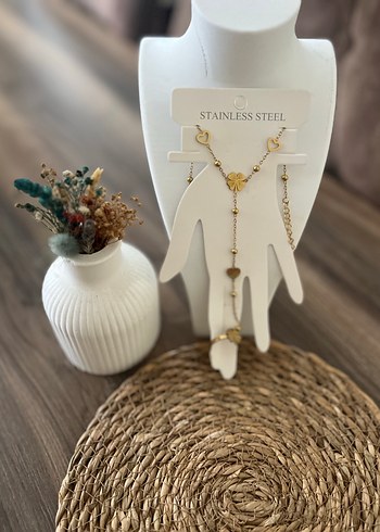 Altın Renkli Boncuklu Kadın El Zinciri - Görsel 2