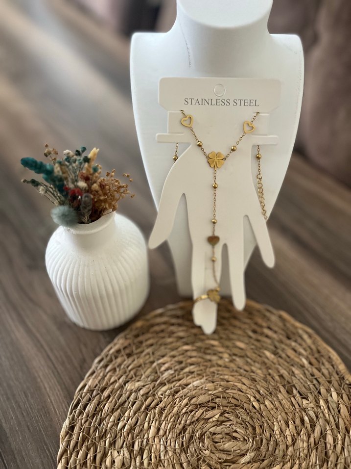 Altın Renkli Boncuklu Kadın El Zinciri - Görsel 2