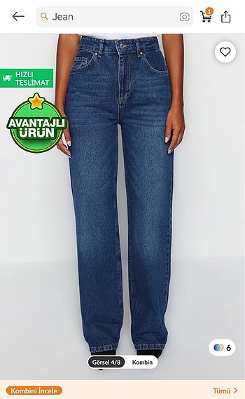 Trendyolmilla koyu mavi yüksek bel wide leg jeans
