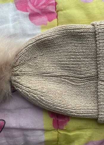 Kürklü pudra  Kadın Örgü Bere - Görsel 2