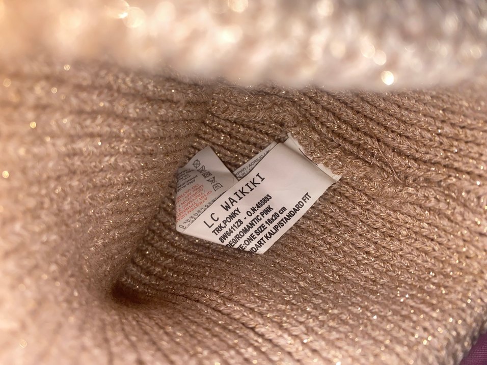 Kürklü pudra  Kadın Örgü Bere - Görsel 3