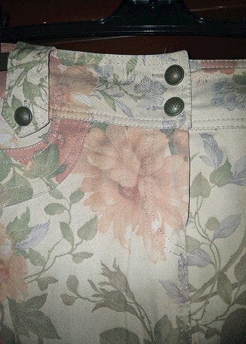 Bej Çiçek Desenli Uzun Bohem Etek - Görsel 2