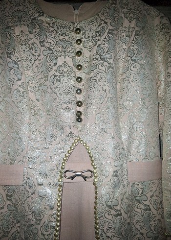 Bej Nakışlı Uzun Kollu Kadın Elbise - Görsel 3