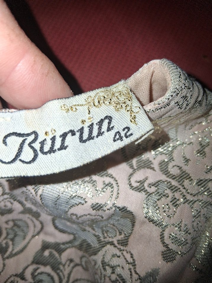 Bej Nakışlı Uzun Kollu Kadın Elbise - Görsel 5