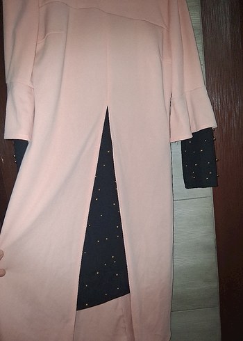 Pembe Uzun Kollu Drapeli Kadın tunik - Görsel 2