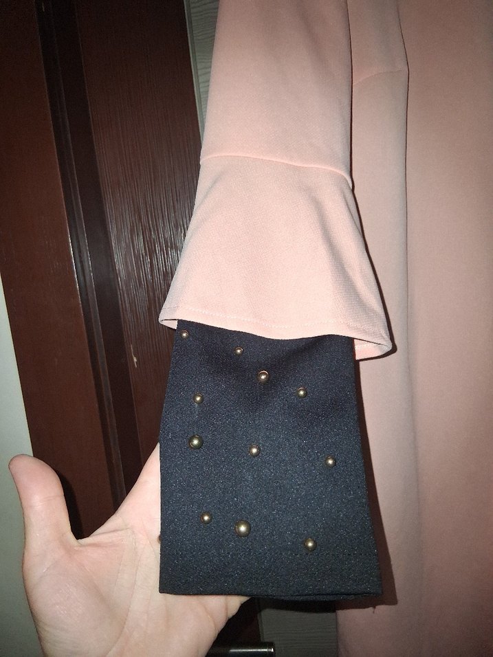 Pembe Uzun Kollu Drapeli Kadın tunik - Görsel 3